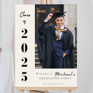 Graduation Party Welcome Sign Template, DIY Grad Party Decor, Minimalist Graduation Welcome, Photo Graduation Welcome Poster, Class of 2025