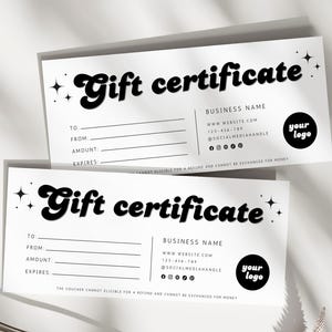 Retro Editable Gift Certificate Template, Printable Gift Voucher, Editable Gift Certificate, Printable Gift Card, Small Business Supplies