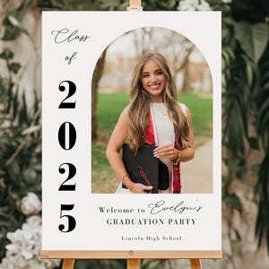 Graduation Party Welcome Sign Template, DIY Grad Party Decor, Minimalist Graduation Welcome, Photo Graduation Welcome Poster, Class of 2025
