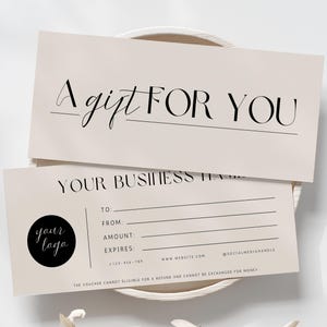 Elegant Editable Gift Certificate Template, Printable Gift Voucher, Editable Gift Certificate, Printable Gift Card, Small Business Supplies