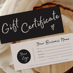 Editable Gift Certificate Template, Printable Gift Voucher, Editable Gift Certificate, Printable Gift Card, Small Business Supplies Canva