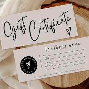 Editable Gift Certificate Template, Printable Gift Voucher, Editable Gift Certificate, Printable Gift Card, Small Business Supplies