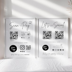 Boho Bundle Scan to Pay QR Code Sign, Printable Payment Template, Venmo Cashapp Payment Sign, DIY Template, Editable Payment Sign Canva