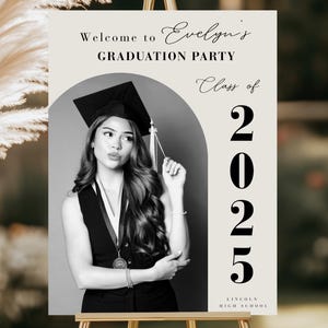 Graduation Party Welcome Sign Template, DIY Grad Party Decor, Minimalist Graduation Welcome, Photo Graduation Welcome Poster, Class of 2025