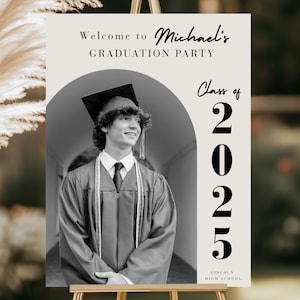 Graduation Party Welcome Sign Template, DIY Grad Party Decor, Minimalist Graduation Welcome, Photo Graduation Welcome Poster, Class of 2025