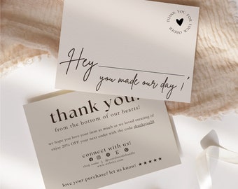 Made our day Editable Business Thank You Card, Small Business Thank You Card Template,  Printable Thank You Card, Thanks  Your Purchasease