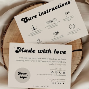 Retro Editable Candle Care Card Template, Thank You Card, Printable Candle Care Instructions Card, Candle Packaging Insert, Canva Template