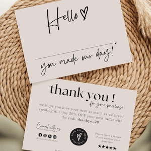 Made our day Editable Business Thank You Card, Small Business Thank You Card Template, Printable Thank You Card, Thanks Your Purchasease