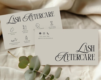 Lash Aftercare Card Canva Template, Client Care Instructions, Editable Lash Extention Care Instructions for Lash Techs Salon Beauty Business