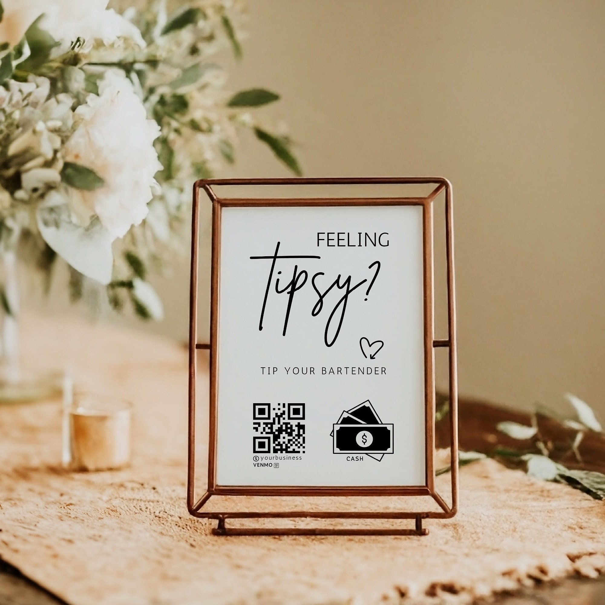 Tips Dee Sign Feeling Tipsy Tip Bartender Printable Virtual Tip Venmo Cashapp Tip ...