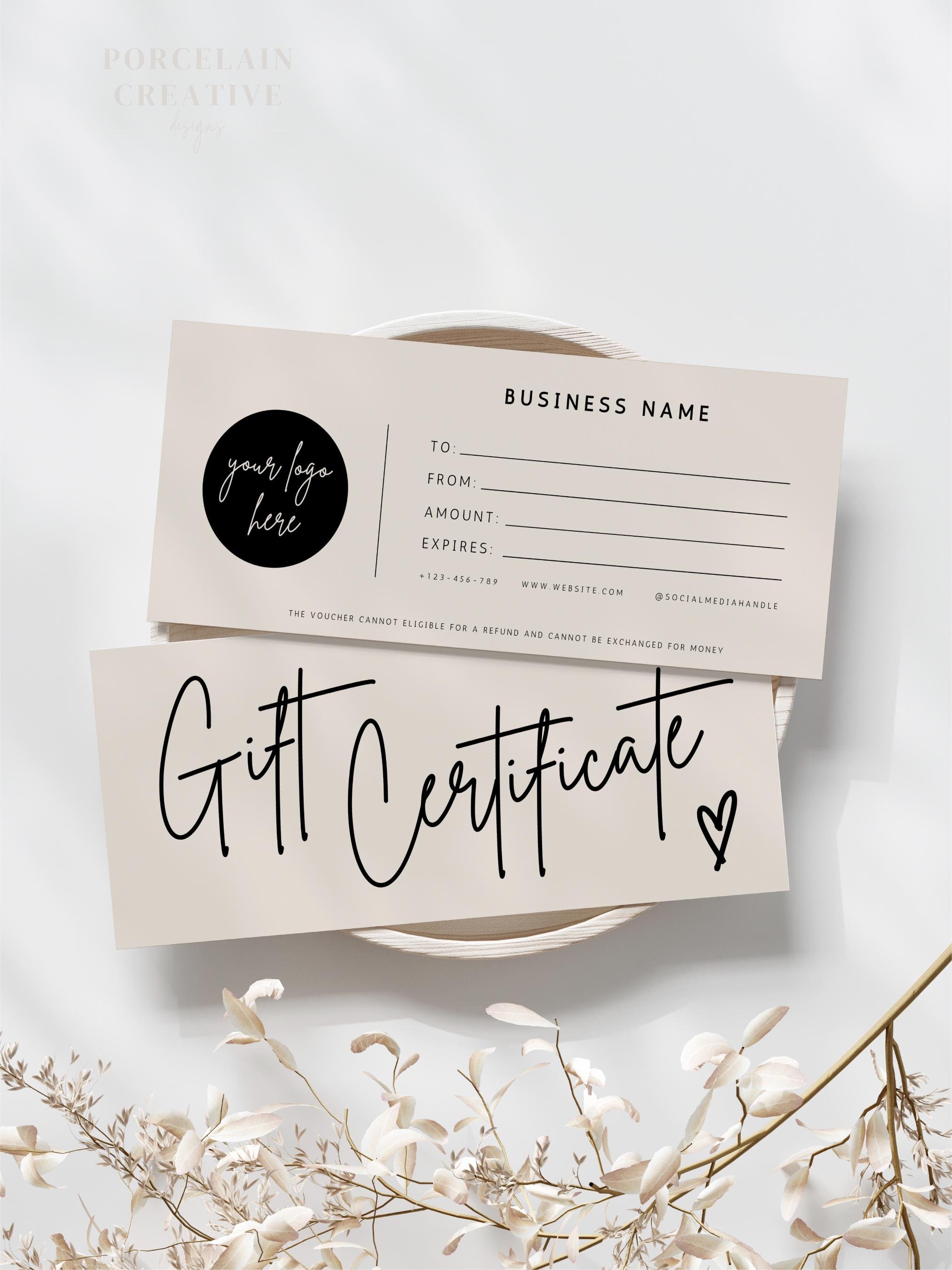 Editable Gift Certificate Template, Printable Gift Voucher, Editable Gift Certificate, Printable Gift Card, Small Business Supplies