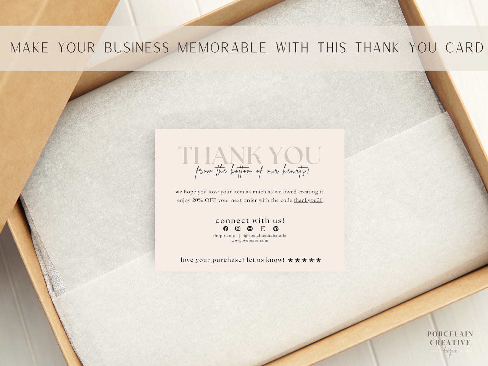 Minimalist Editable Business Thank You Card Thanks for Your Purchase ...