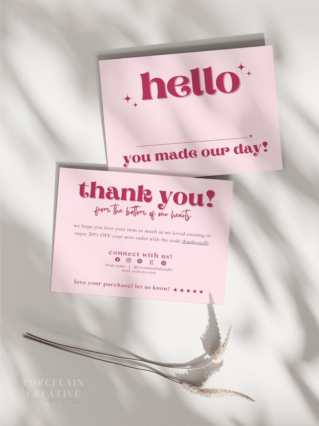 Retro Editable Business Card, Small Business Thank You Card Template ...