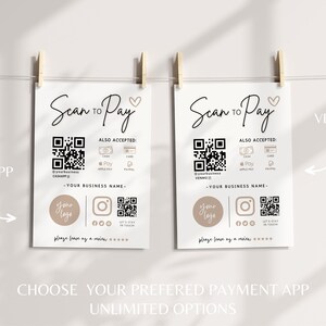 Boho Scan to Pay QR Code Sign, Printable Payment Template, Venmo ...