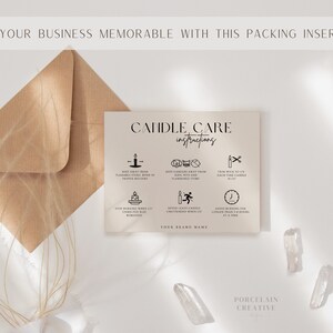 Editable Candle Care Card Template, Thank You Card, Printable Candle Care Instructions Card, Candle Packaging Insert, Canva Template image 5