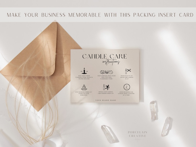 Editable Candle Care Card Template, Thank You Card, Printable Candle Care Instructions Card, Candle Packaging Insert, Canva Template image 5