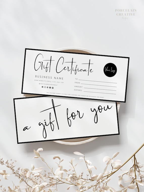 Editable Gift Certificate Template, Printable Gift Voucher, Editable Gift Certificate, Printable Gift Card, Small Business Supplies