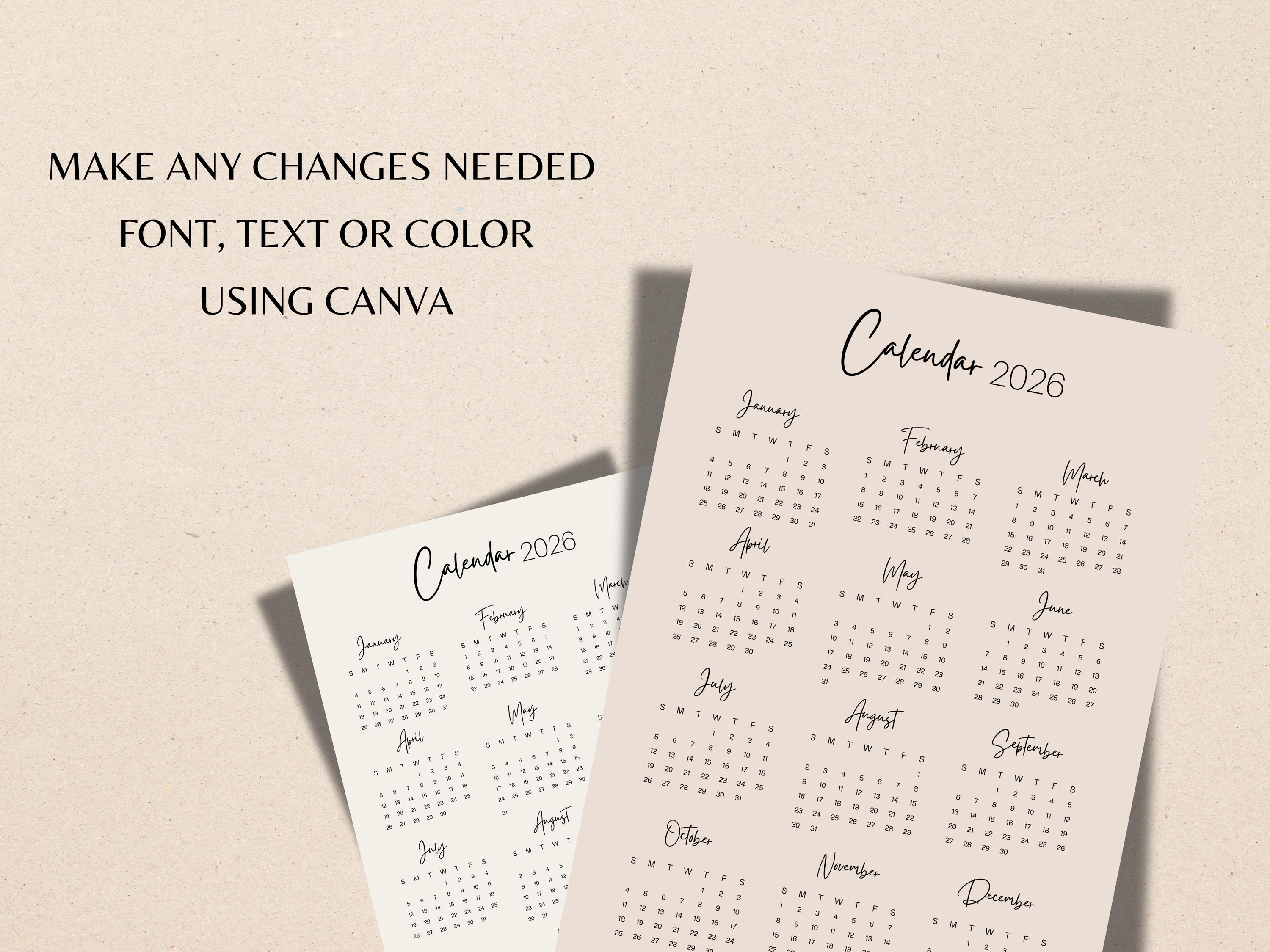 Minimalist Printable Calendar 2026 Monthly Planner 2026, US Letter ...