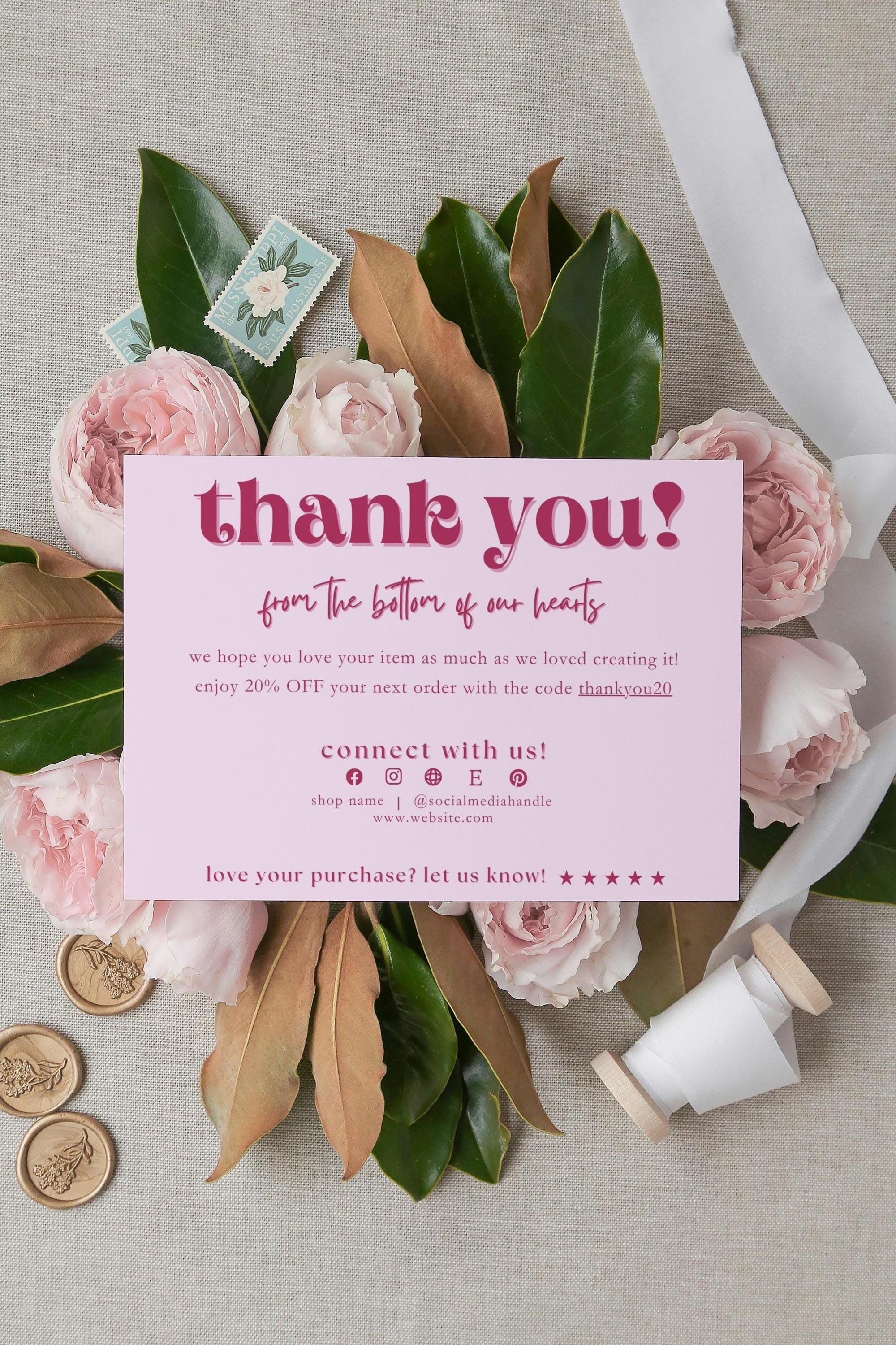 Retro Editable Business Card, Small Business Thank You Card Template ...