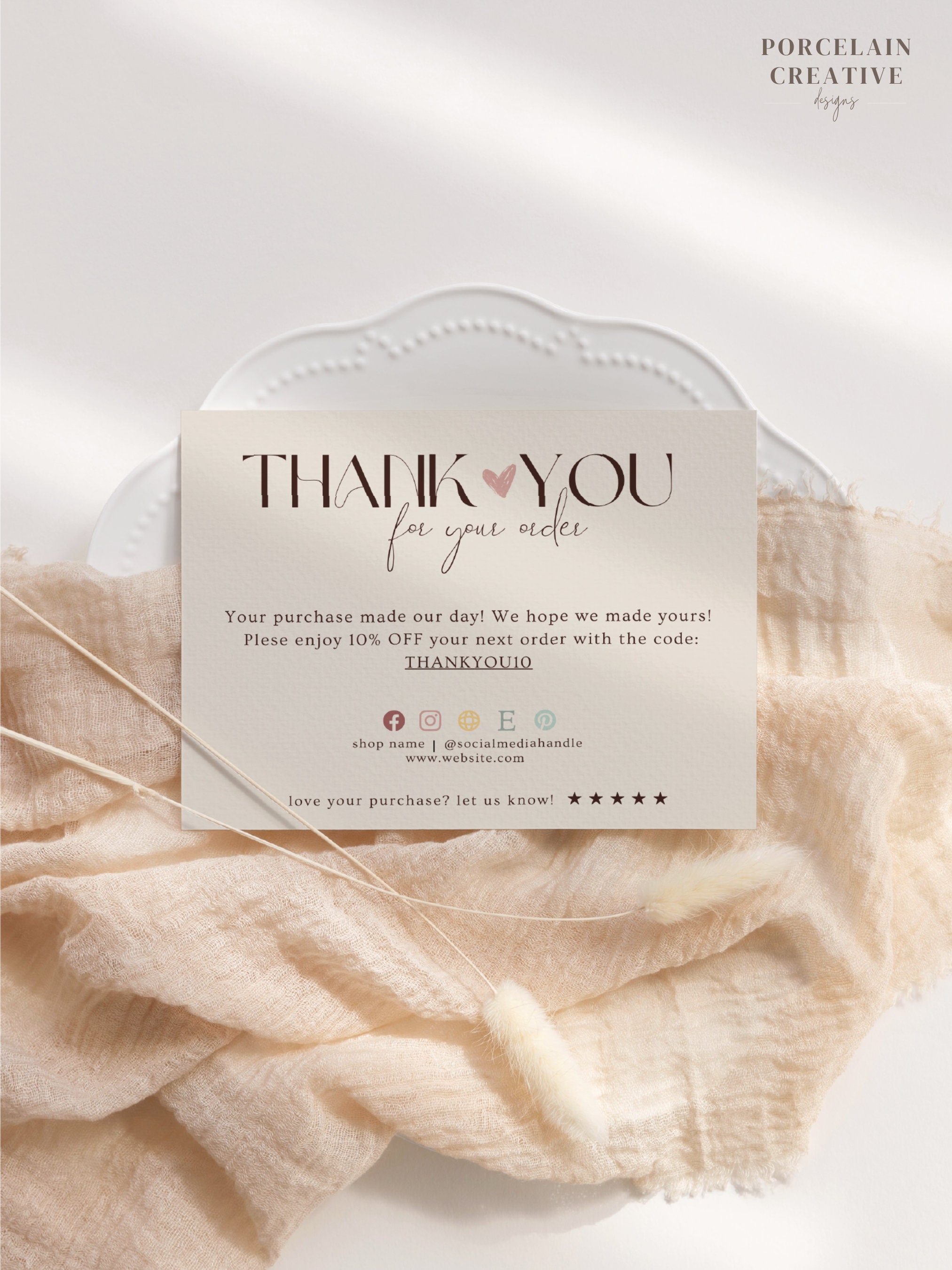 Handmade Editable Business Thank You Card Thanks for Your Purchase Card ...