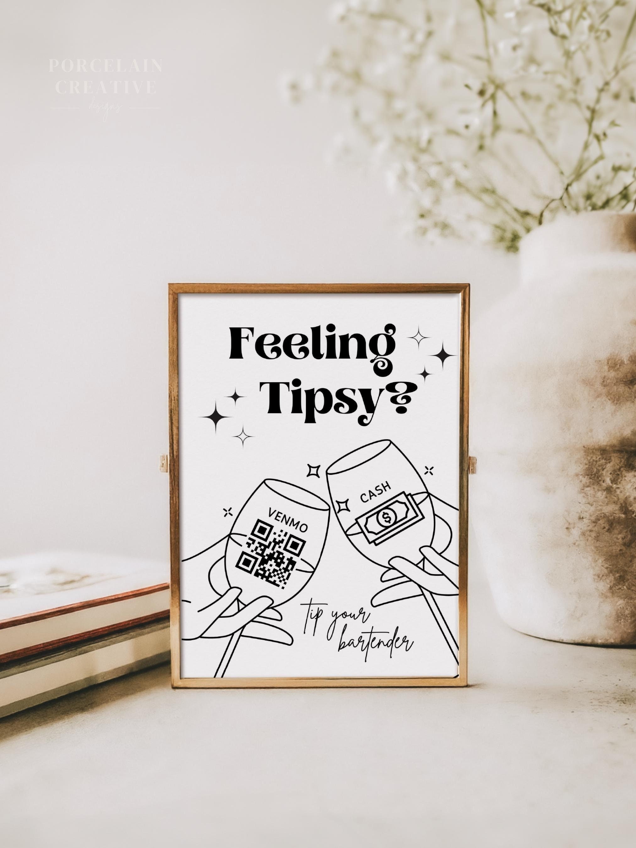 Retro Feeling Tipsy Tip Bar Printable Virtual Tip Venmo Cashapp Tip ...