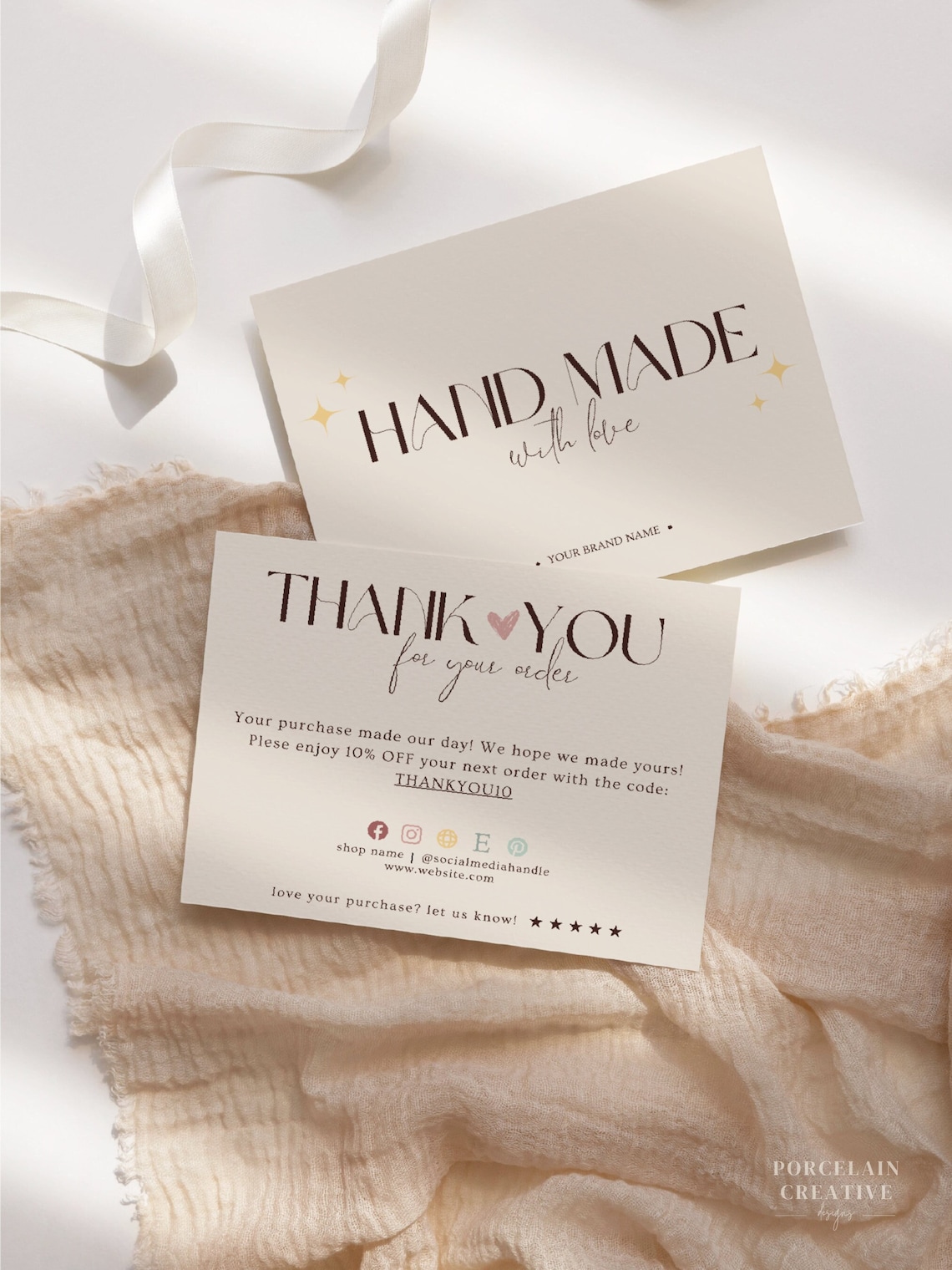 Handmade Editable Business Thank You Card Thanks for Your Purchase Card ...