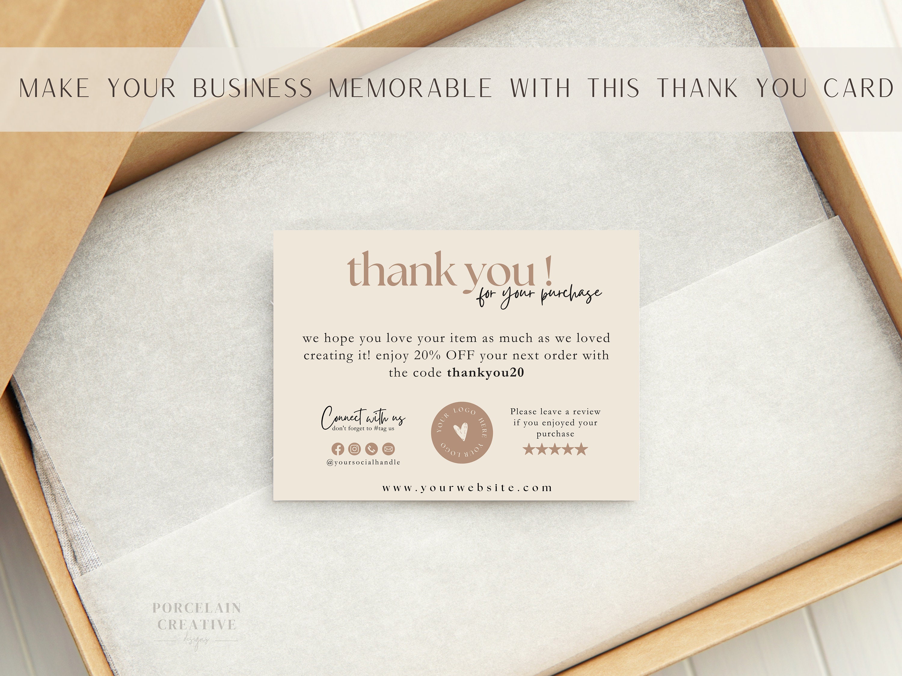 Minimalist Editable Business Thank You Card Thanks for Your Purchase ...