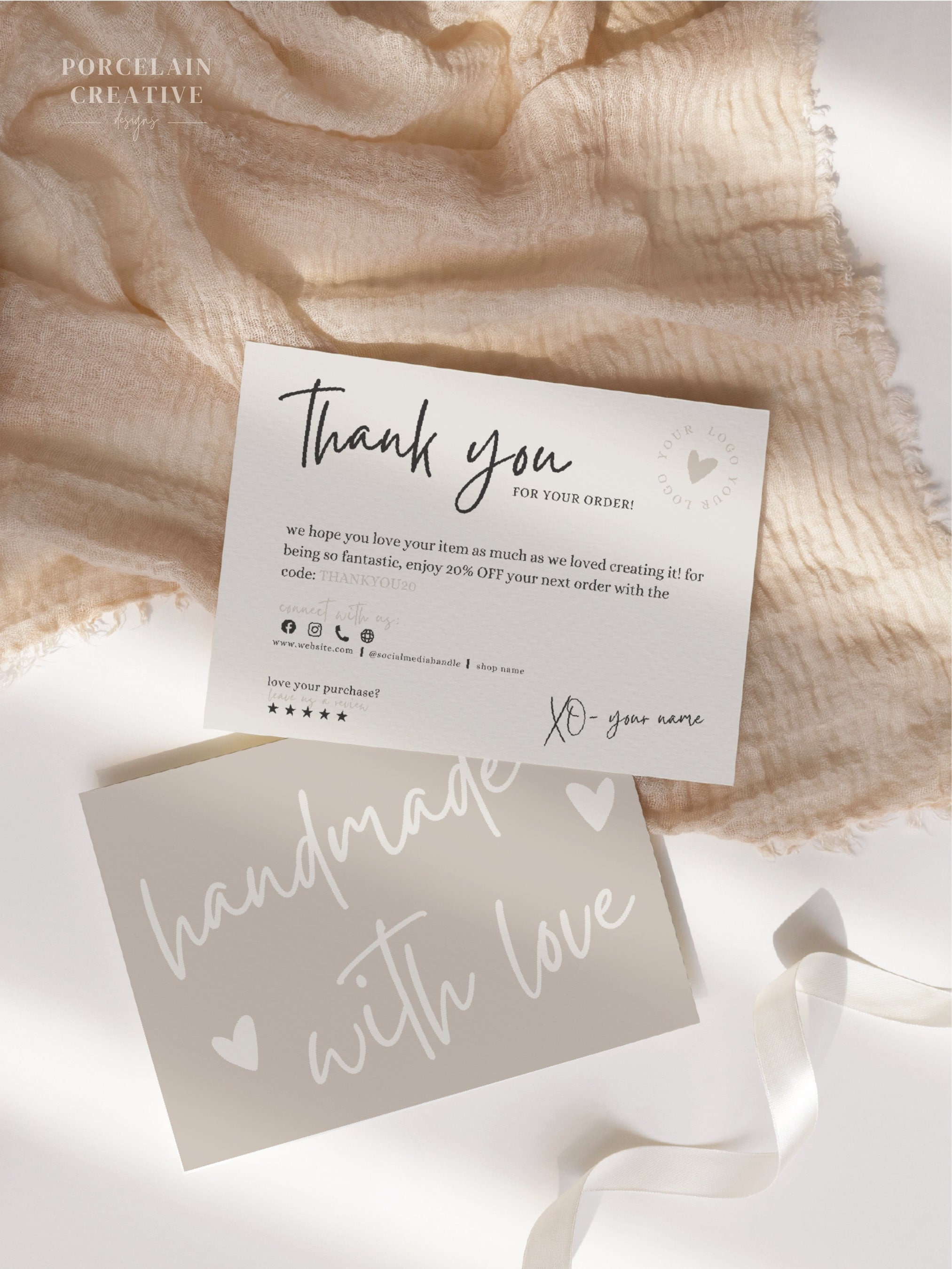 Minimalist Editable Business Thank You Card Thanks For Your Purchase Card, Small Business Thank You Card Template,  Printable Thank You Card