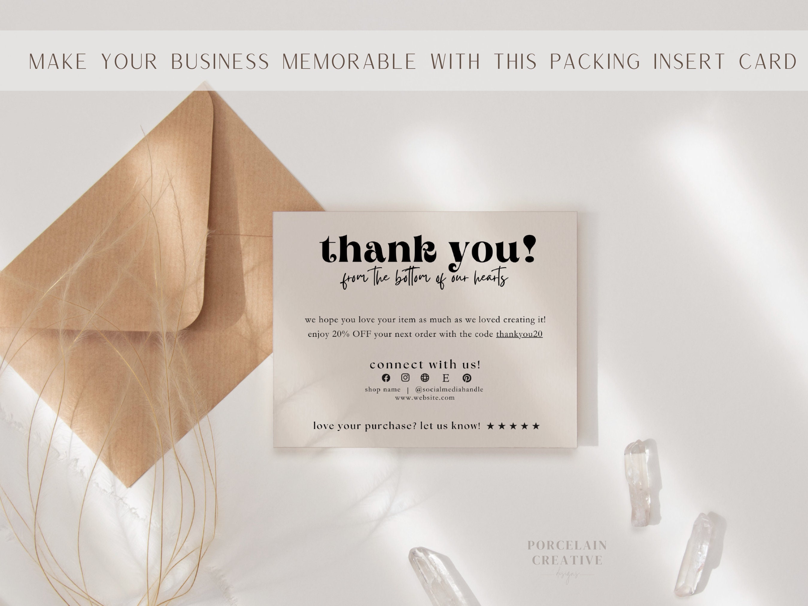 Retro Editable Business Card, Small Business Thank You Card Template ...