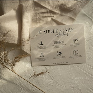 Editable Candle Care Card Template, Thank You Card, Printable Candle Care Instructions Card, Candle Packaging Insert, Canva Template image 3