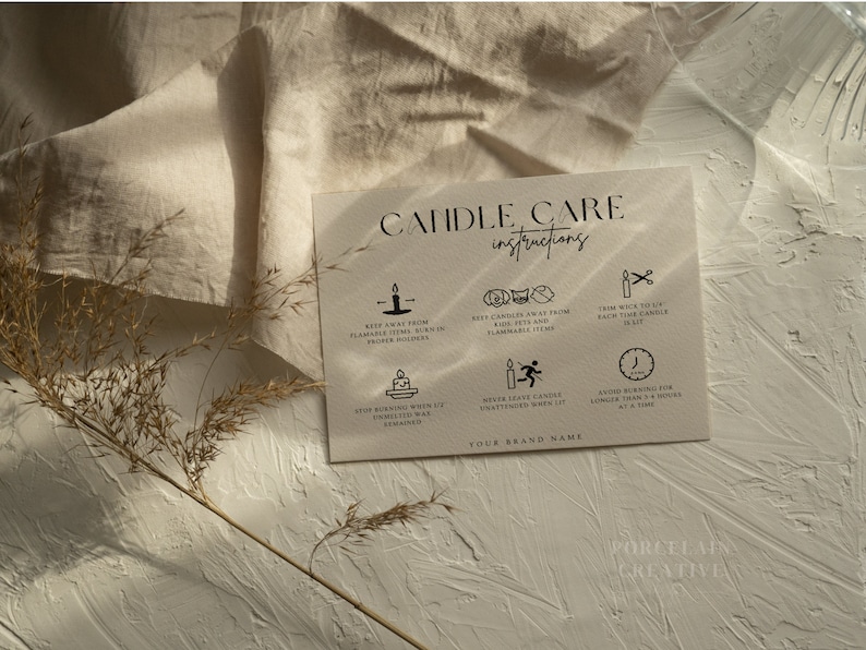 Editable Candle Care Card Template, Thank You Card, Printable Candle Care Instructions Card, Candle Packaging Insert, Canva Template image 3