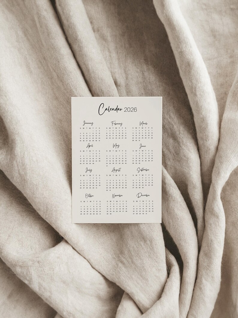 Minimalist Printable Calendar 2026 Monthly Planner 2026, US Letter ...