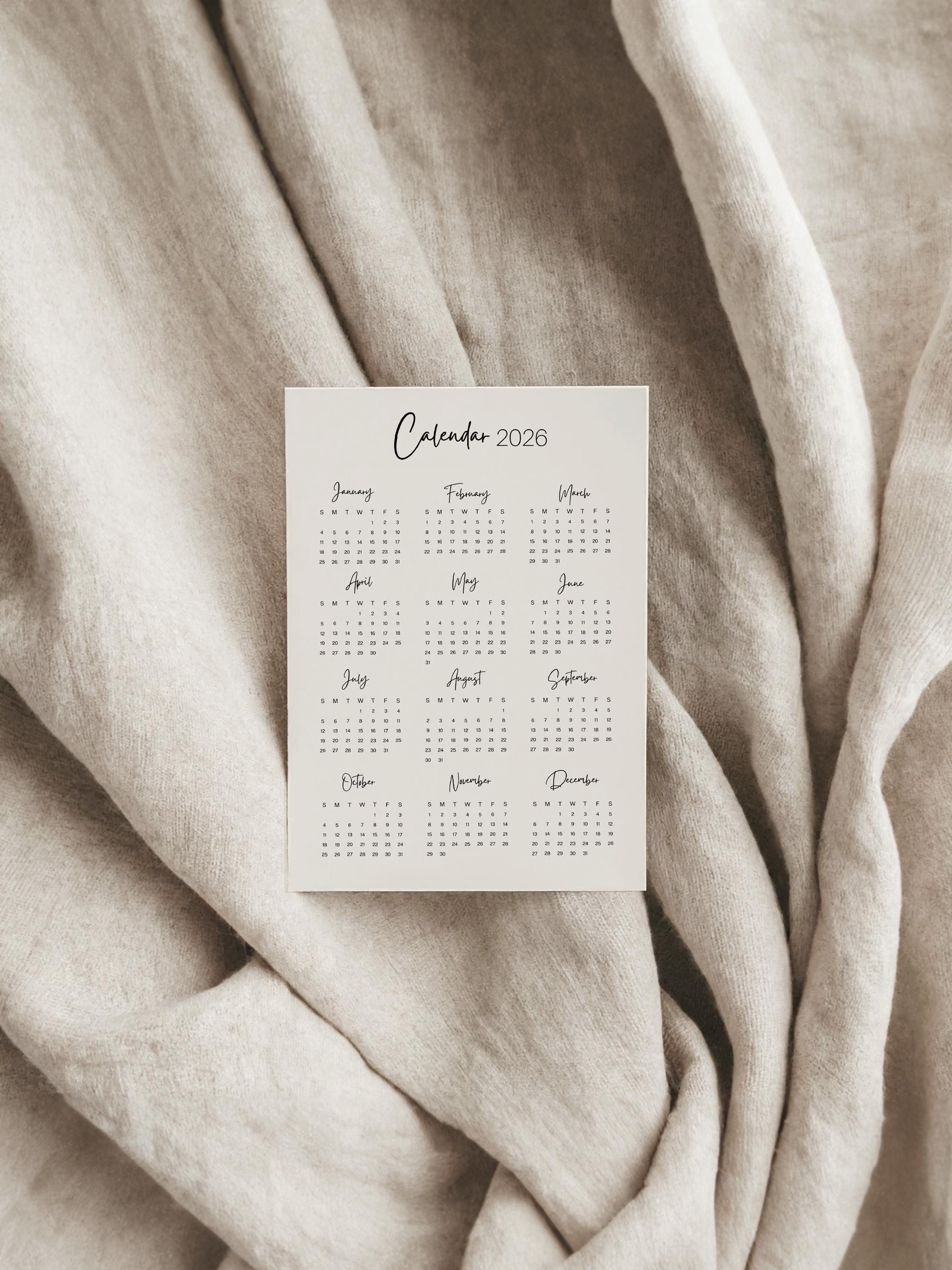 Minimalist Printable Calendar 2026 Monthly Planner 2026, US Letter ...