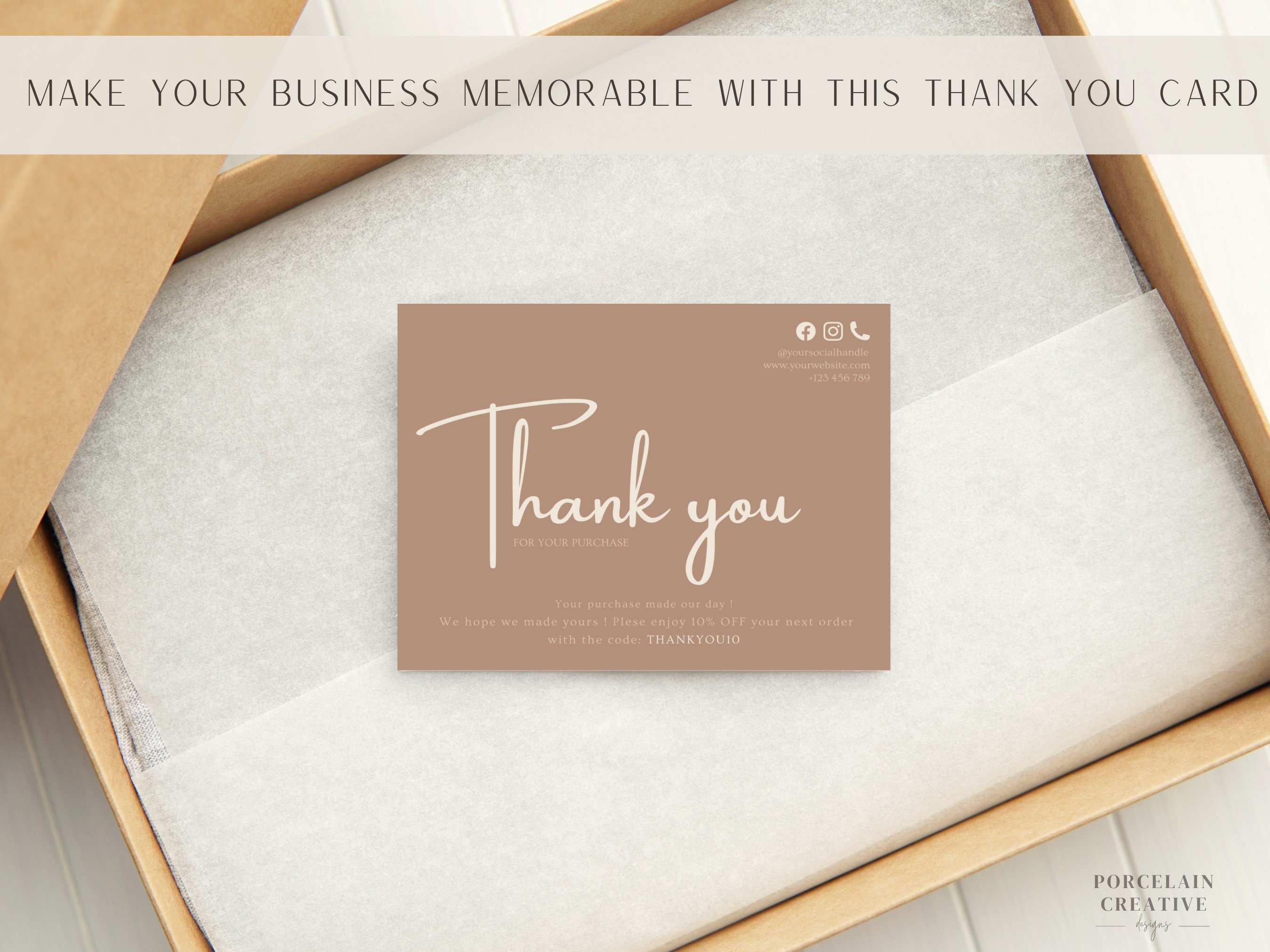 Minimalist Editable Business Thank You Card Thanks for Your Purchase ...