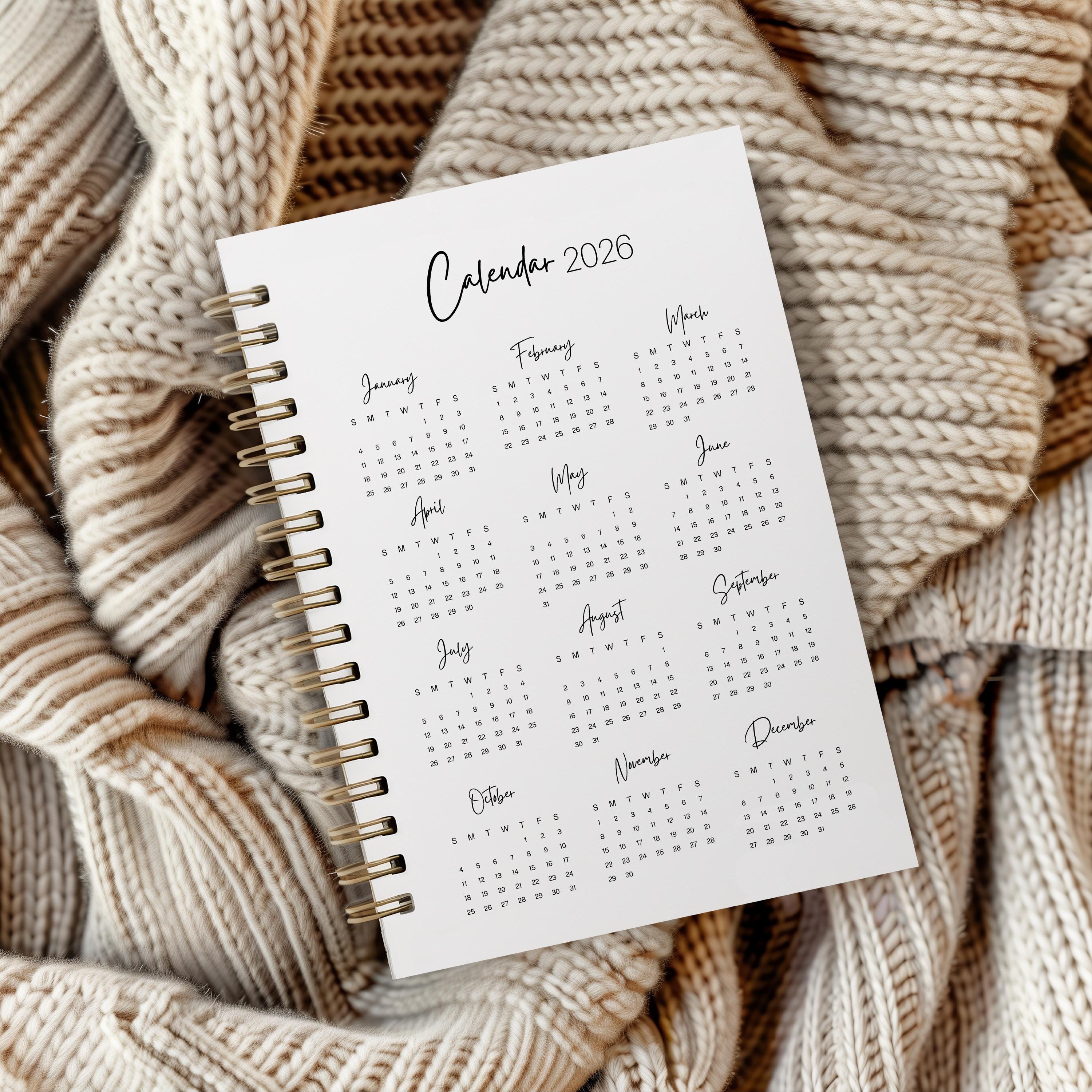 Minimalist Printable Calendar 2026 Monthly Planner 2026, US Letter ...