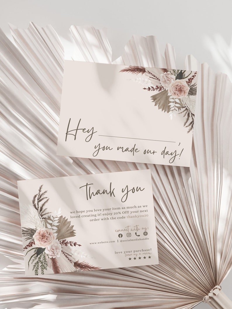 Flower Bouquet Editable Business Thank You for Your Purchase Card ...