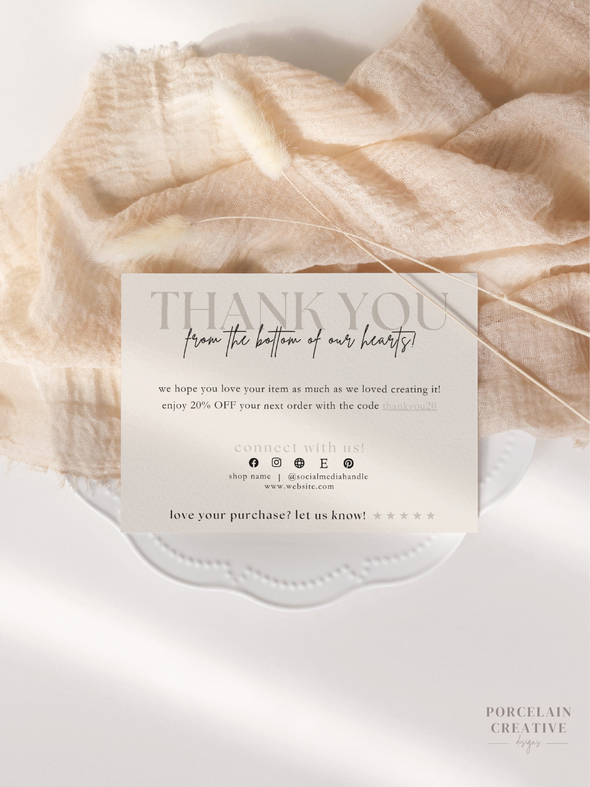 Minimalist Editable Business Thank You Card Thanks for Your Purchase ...