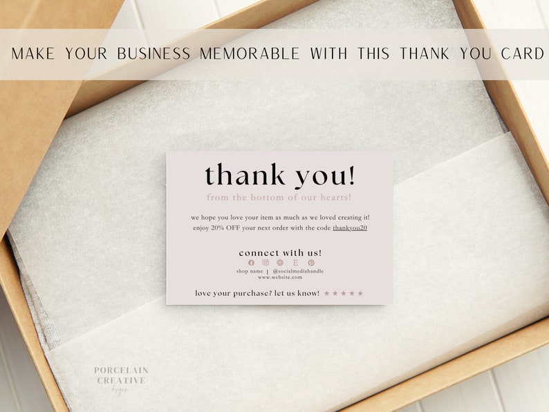 100 Stück Dankeskarten „Thanks Gorgeous“ – 8,9x5,1 Cm, Für Online-Shops & Kleine Unternehmen | Mit Handgeschriebenem Design, Leerer Rückseite