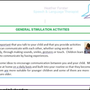 Fiches d'activités et d'informations sur l'orthophonie pour développer la communication de votre enfant : activités de stimulation de 0 à 4 ans