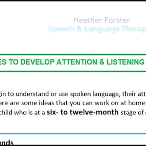 Speech & Language Therapy activity and information sheets to help develop your child&#39;s communication: attention skills from 6-12 months