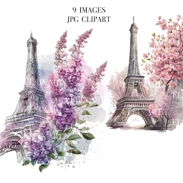 Eiffel Tower Clipart, Eiffel Tower Illustration, Paris Floral Watercolor,  Paris Clipart, Watercolor Eiffel Tower, Paris Invitation Art