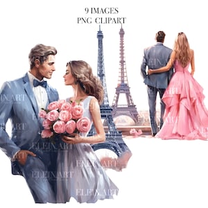 Imágenes Prediseñadas de personas, imágenes prediseñadas de pareja de amor, pareja de acuarela, Torre Eiffel PNG, imágenes prediseñadas de pareja, imágenes de París, ilustración de pareja, personas PNG