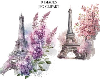 Eiffel Tower Clipart, Eiffel Tower Illustration, Paris Floral Watercolor,  Paris Clipart, Watercolor Eiffel Tower, Paris Invitation Art