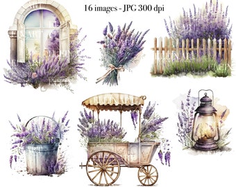Watercolor Lavender Clipart, Watercolor Lavender, Floral Watercolor Clipart, Lavender Bouquets, Purple Flowers, Lavender Art Print