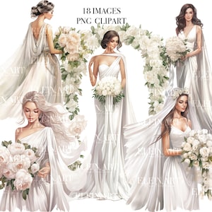 Aquarell Braut, Braut Clipart, Braut digitales Design, Blumen Braut Clipart, Hochzeit Clipart Aquarell, Braut Einladungen, Braut PNG