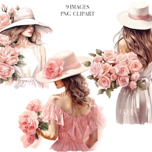 Aquarell Mädchen Clipart, Sommer Mädchen Aquarell, Mode Mädchen Clipart, Mädchen Illustration Kunst, digitale Mädchen Illustration, Mädchen Blume Clipart