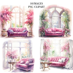 Gezellige huis clipart, aquarel huis clipart, woonkamer clipart, gezellige huis aquarel, lezen hoekje clipart, Bookworm clipart, kamer clipart