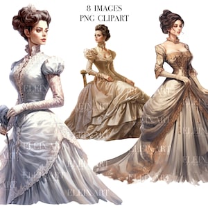 Victorian Lady Clipart, Victorian Lady Watercolor, Girl Clipart, Victorian Woman Clipart, Victorian Dress Clipart, Victorian Digital Art