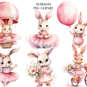 Watercolor Bunny Clipart, Watercolor Easter Clipart, Rabbit Clipart, Funny Bunny Clipart, Bunny Bundle, Easter Bunny PNG, Funny Bunny Art