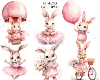 Watercolor Bunny Clipart, Watercolor Easter Clipart, Rabbit Clipart, Funny Bunny Clipart, Bunny Bundle, Easter Bunny PNG, Funny Bunny Art